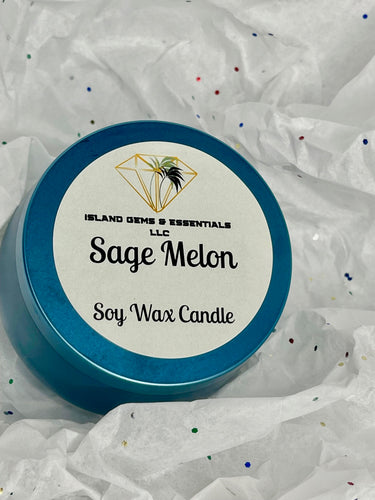 Soy Wax- Candle- SAGE MELONIsland Gems and Essentials LLC